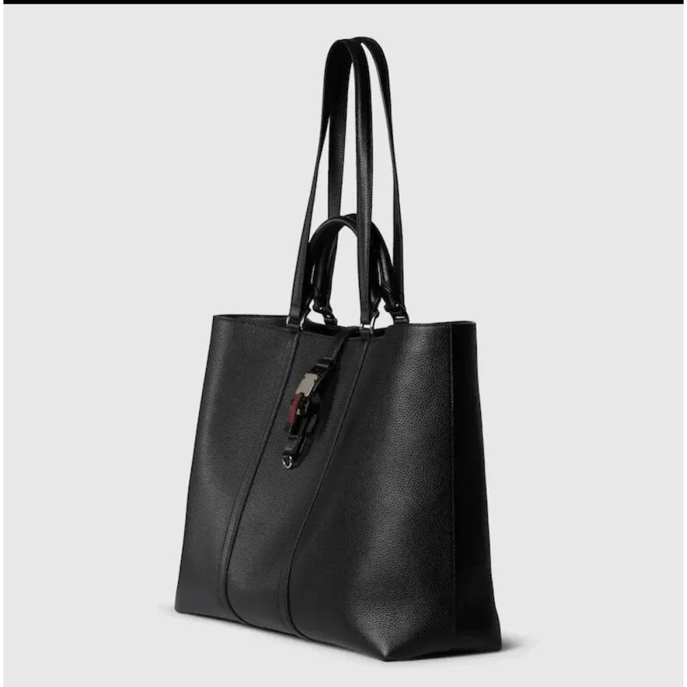 Gucci 816753 Black Leather Maxi Tote Bag web detail‎ NWT